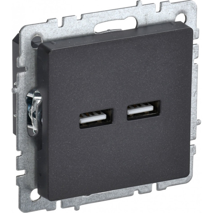 Розетка IEK BRITE USB A+A 3.1А РЮ10-1-БрЧ BR-U21-D31-K02